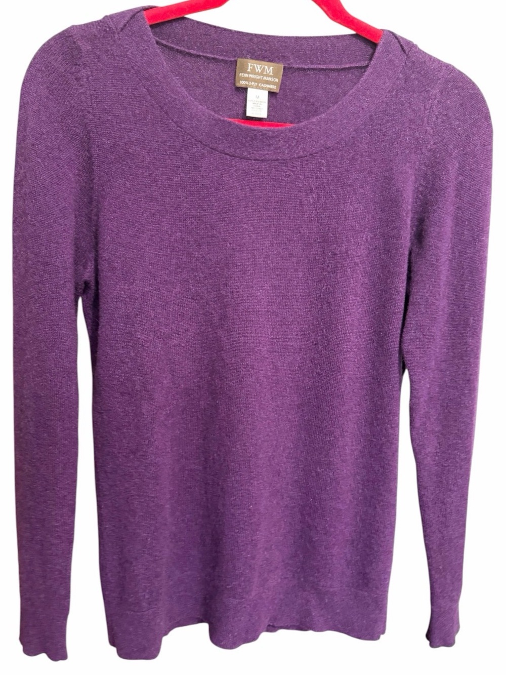 FWM Fenn Wright Manson 100% 2 ply Cashmere Pullover Boatneck Sweater Med Purple